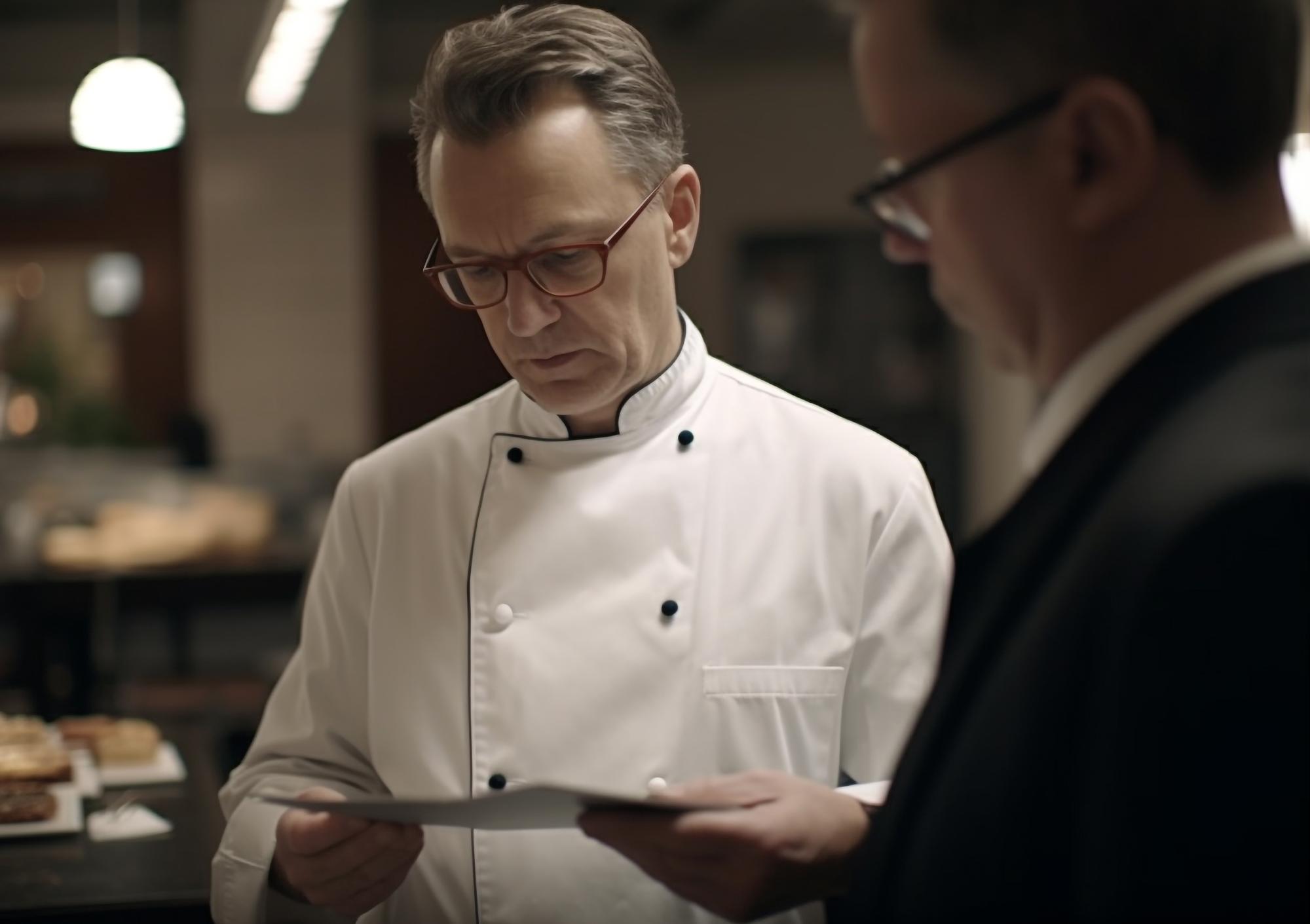 Chef consulting with client over menu
